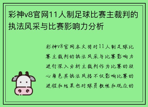 彩神v8官网11人制足球比赛主裁判的执法风采与比赛影响力分析